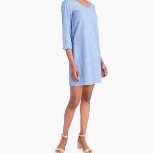 NWT J. Crew Blue Chambray Dress Scalloped Sleeves